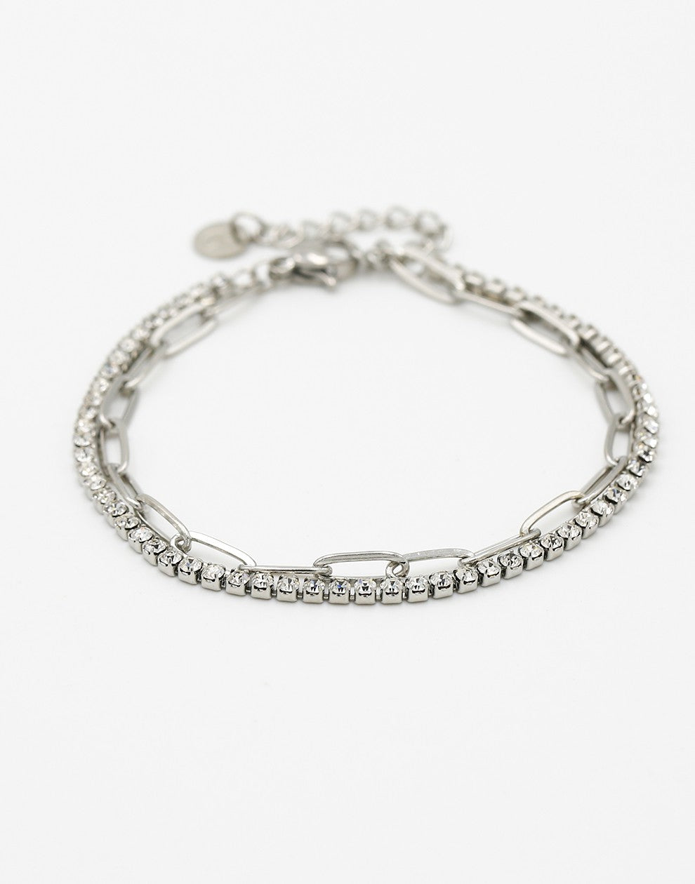 Armband tennis met paperclip schakel zilverkleurig