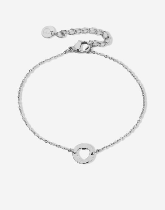 armband uitgesneden hartje zilverkleurig