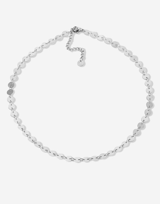 munt pailletten ketting zilverkleurig