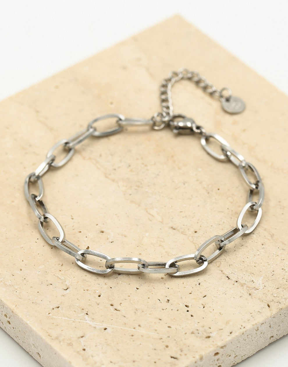 Armband zilverkleurig schakel ovaal