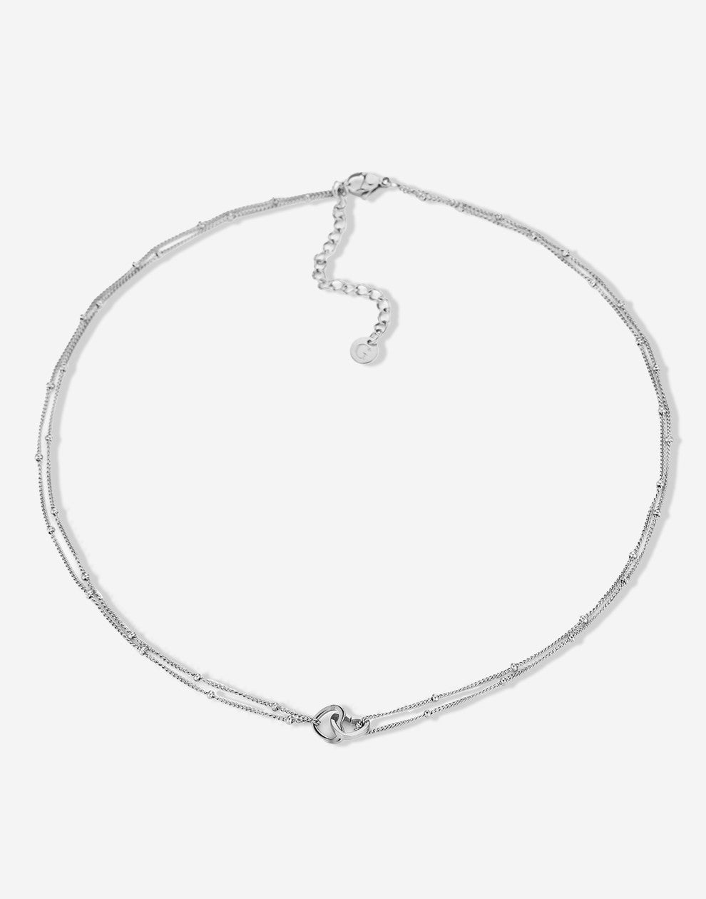 ketting bolletjes met dubbele hartjes zilverkleurig