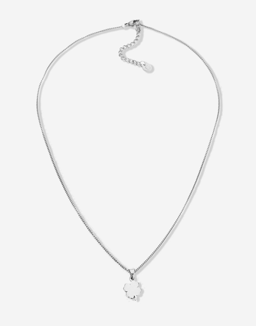Lange ketting klaver zilverkleurig 45cm