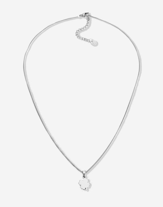 Lange ketting klaver zilverkleurig 45cm