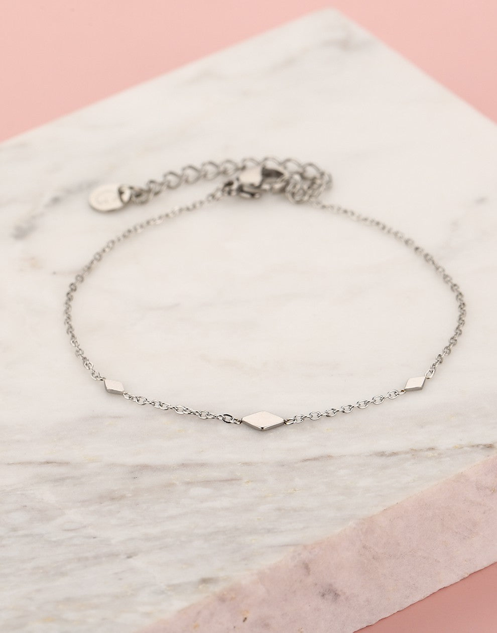 armband ruitjes zilverkleurig