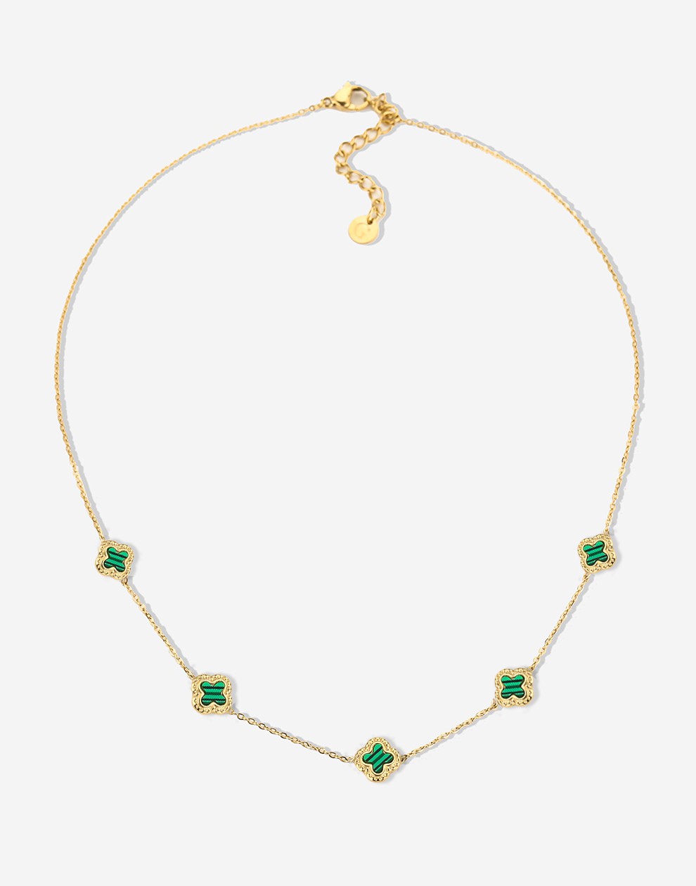 Ketting klavers smaragdgroen goudkleurig