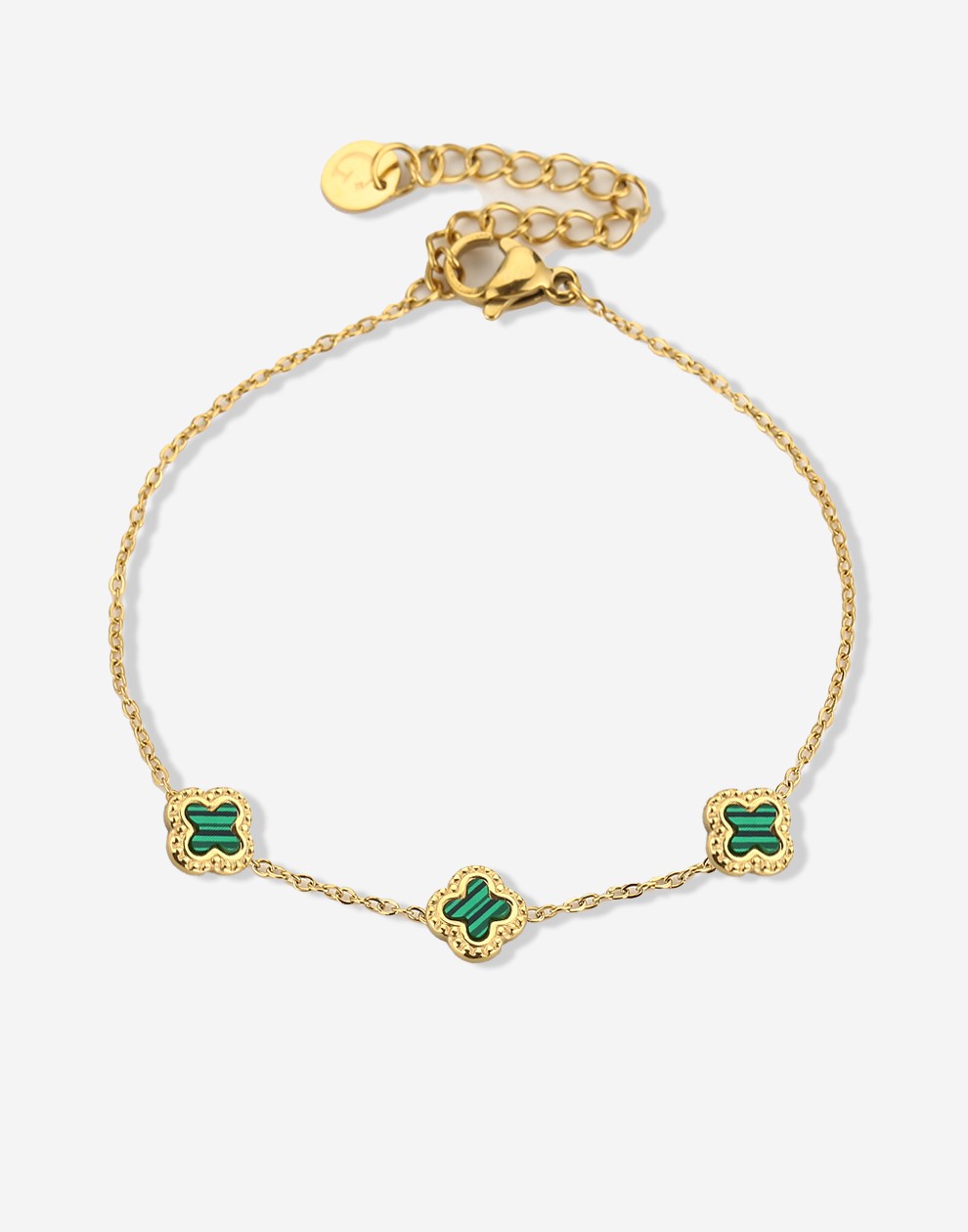 Armband klavers smaragdgroen goudkleurig