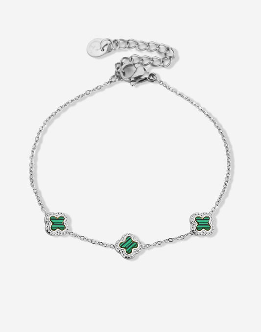 Armband klavers smaragdgroen zilverkleurig