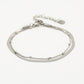 Dubbele armband plat met bolletje zilverkleurig