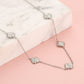 Ketting klavers met steentjes zilverkleurig