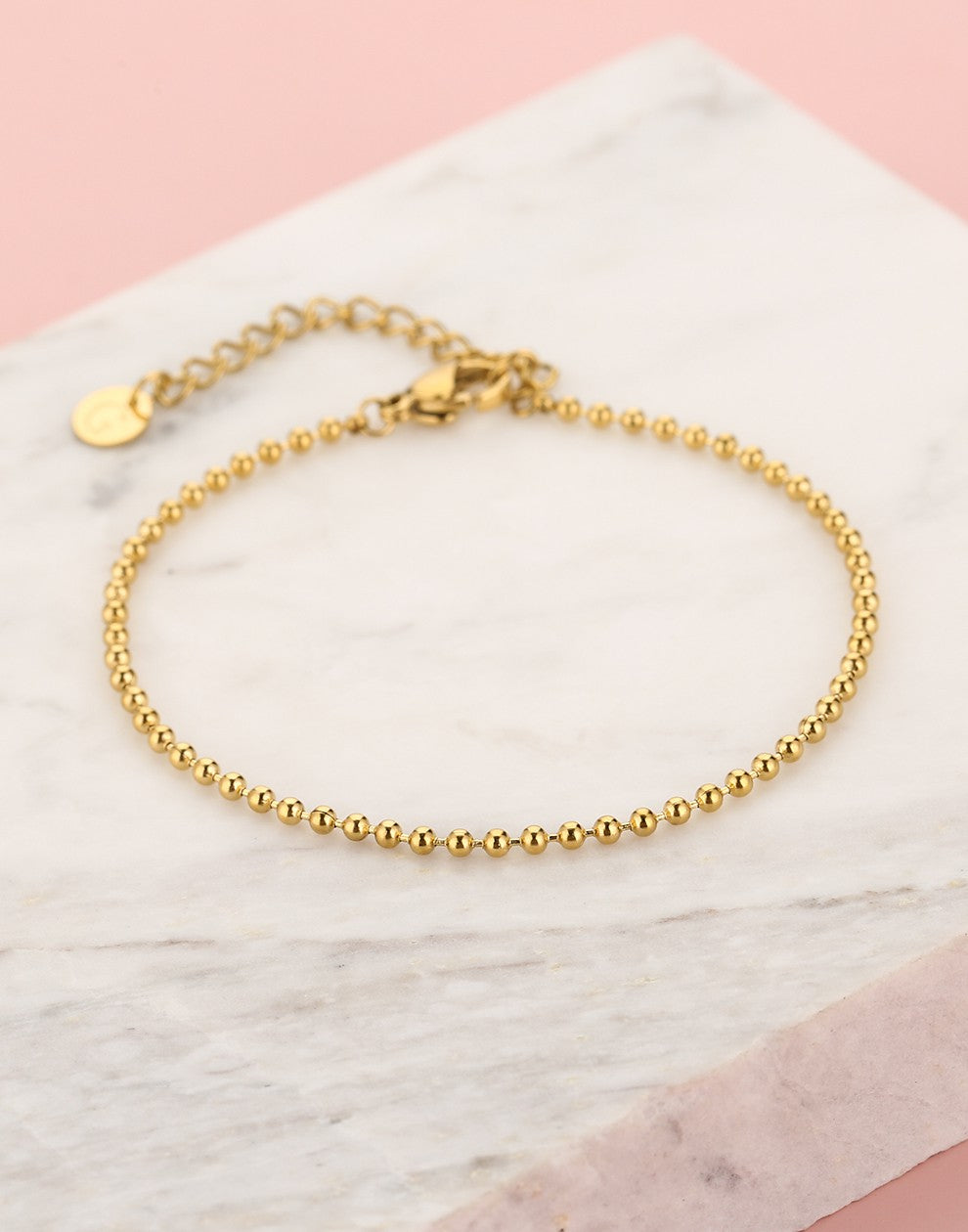 armband ball chain mini goudkleurig