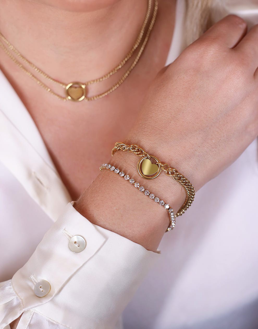 Schakelarmband hart goudkleurig