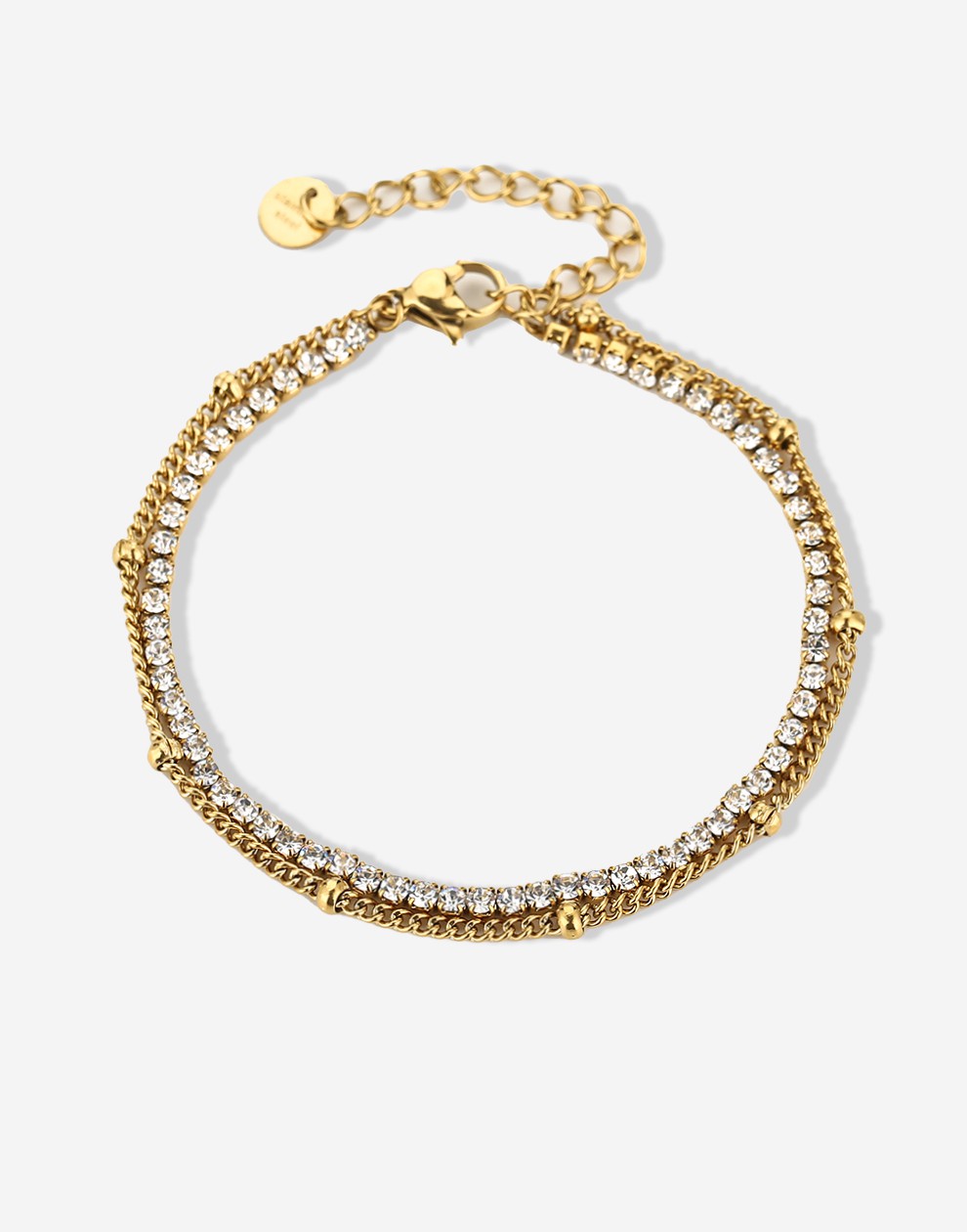 Armband tennis met bolletetjes chain goudkleurig