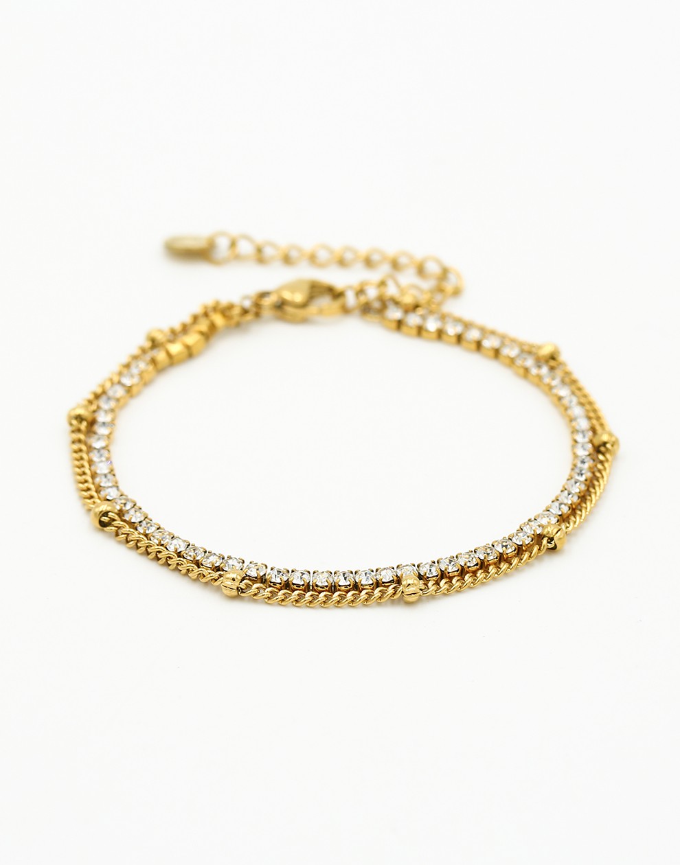 Armband tennis met bolletetjes chain goudkleurig