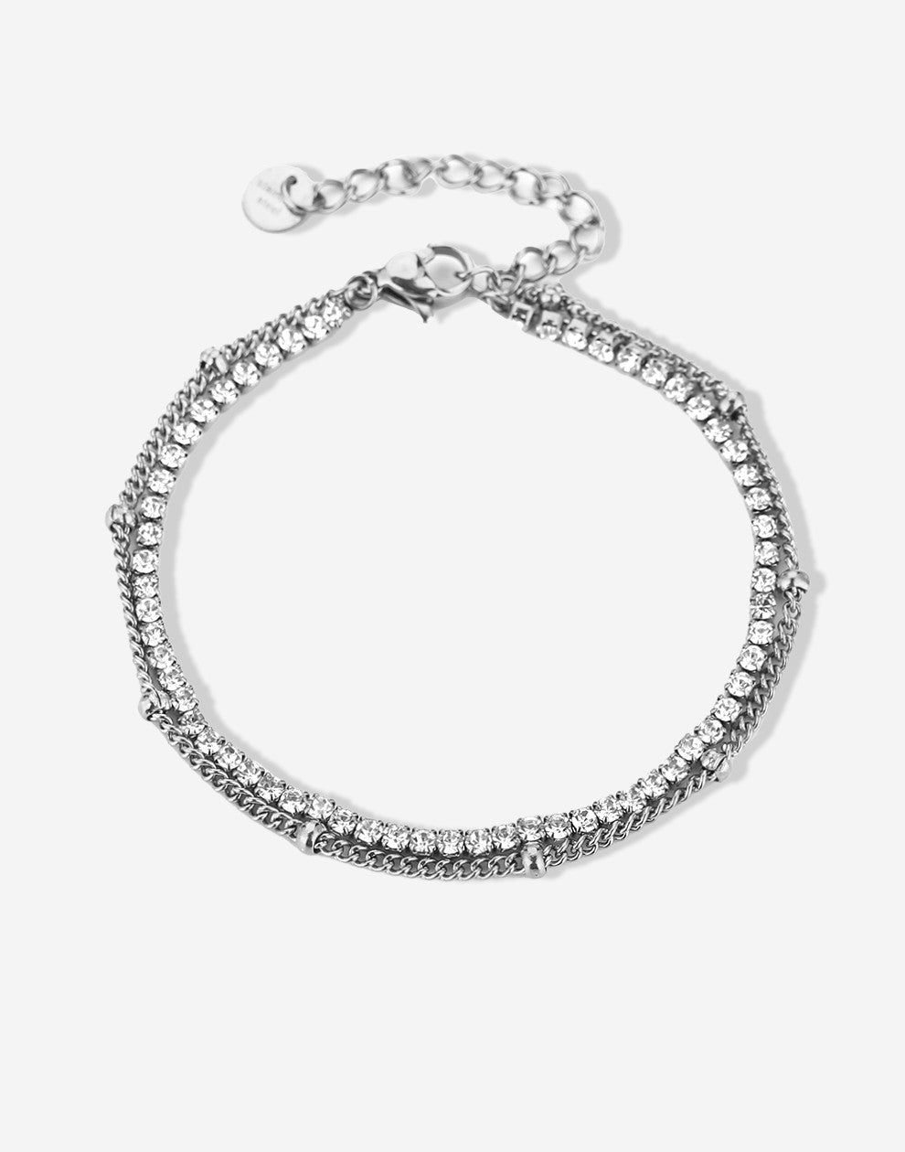 Tennis bracelet with silver-colored ball chain