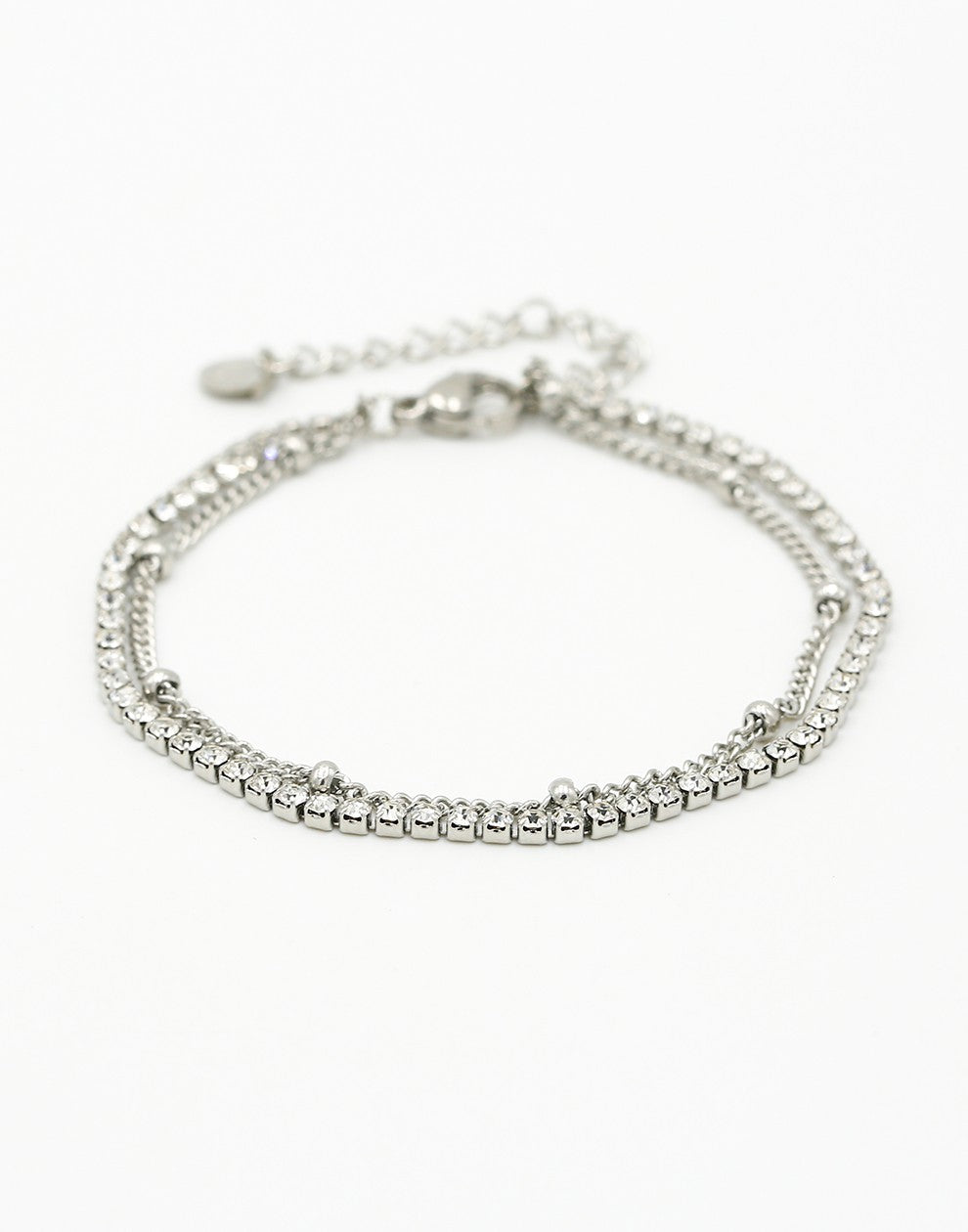 Tennis bracelet with silver-colored ball chain