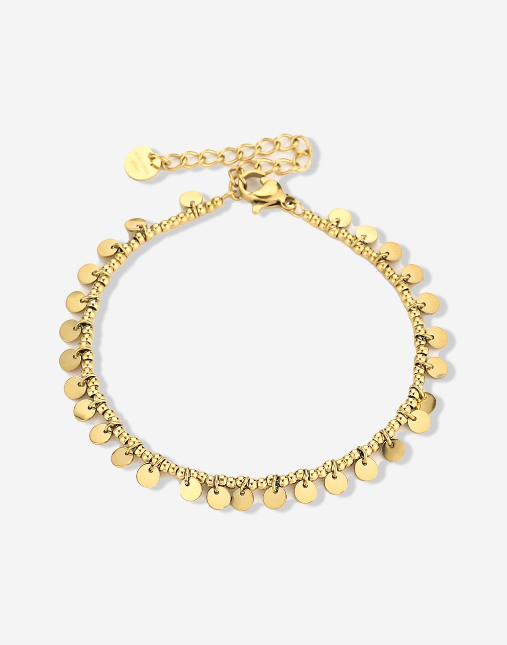 Armband bolletjes muntjes goudkleurig