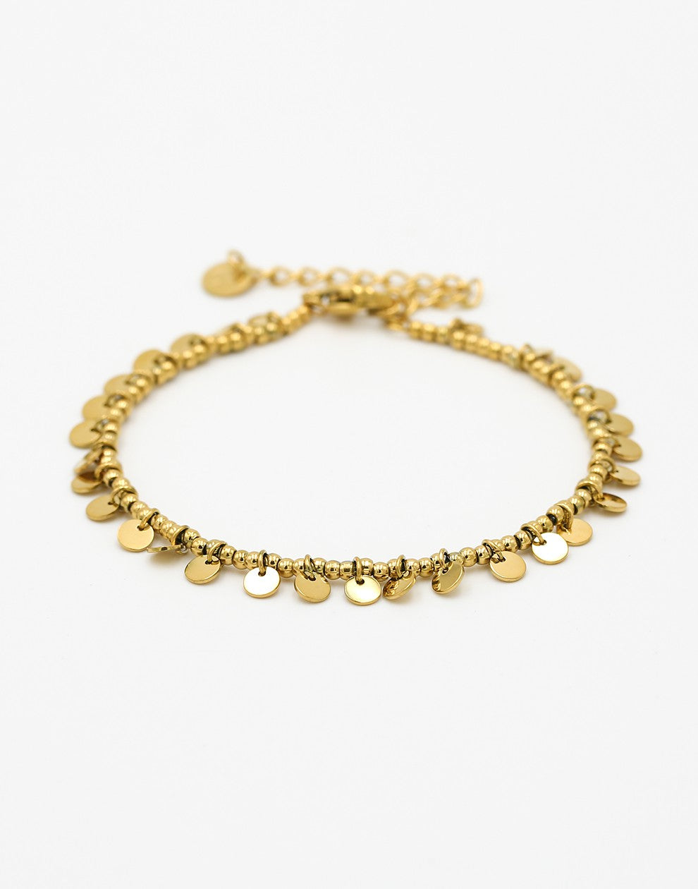 Armband bolletjes muntjes goudkleurig
