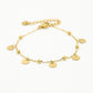Bead bracelet with gold-colored coins