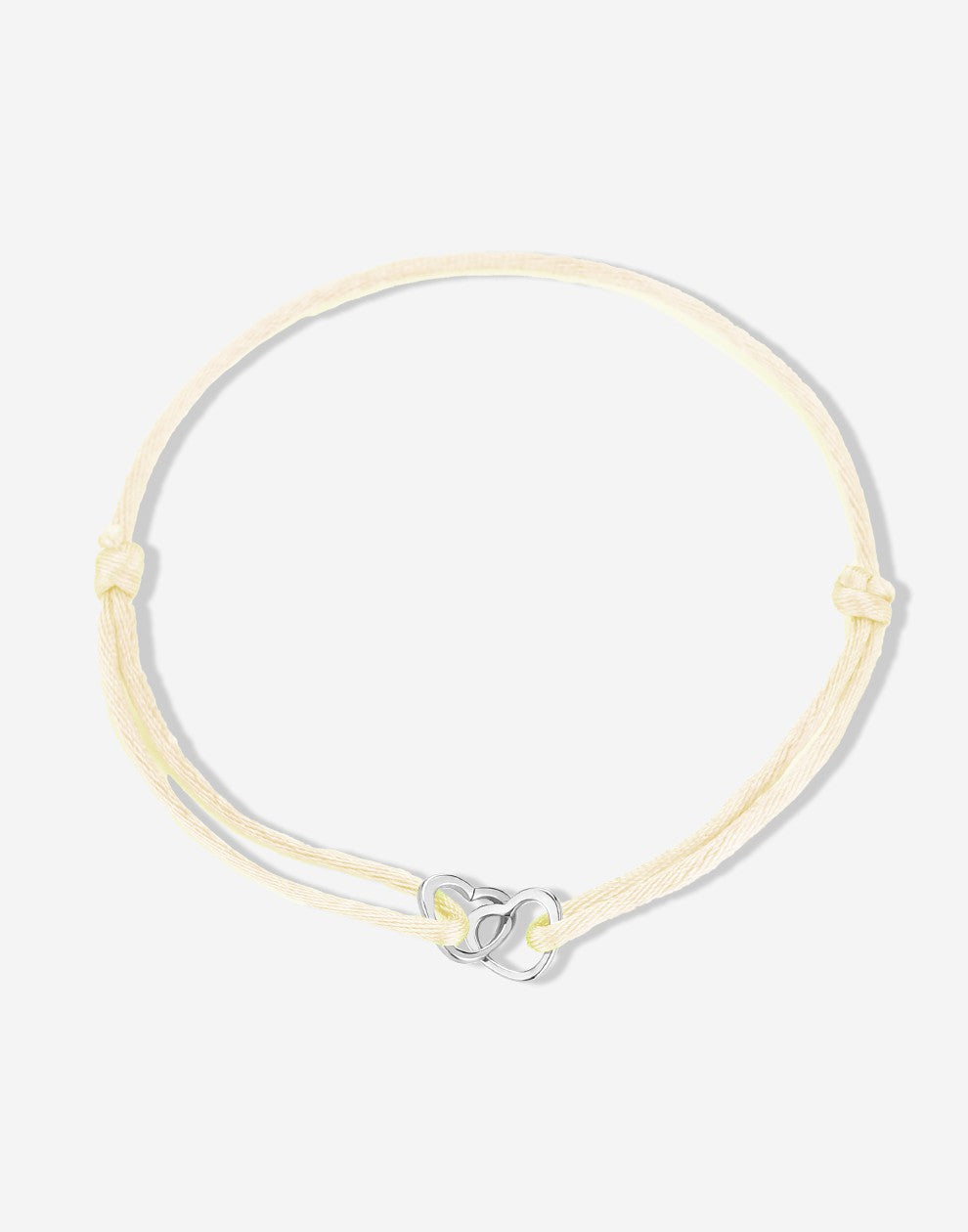 armband dubbele hartjes beige zilverkleurig