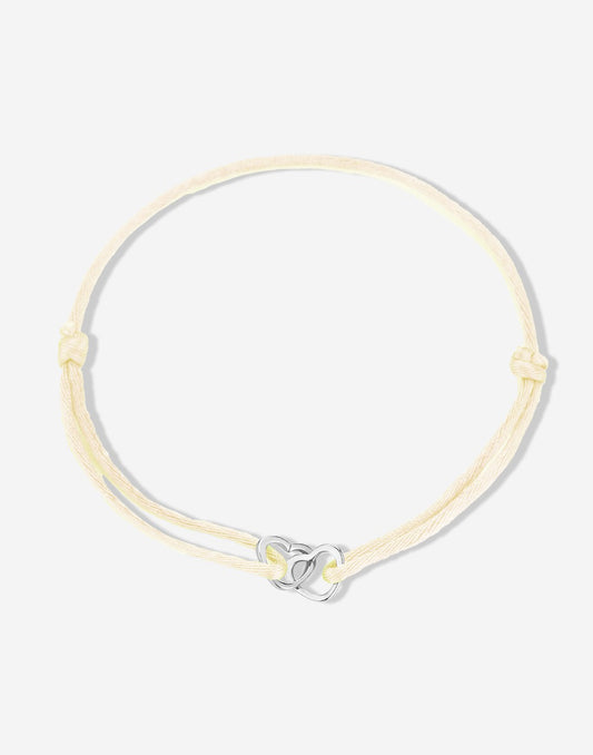 armband dubbele hartjes beige zilverkleurig