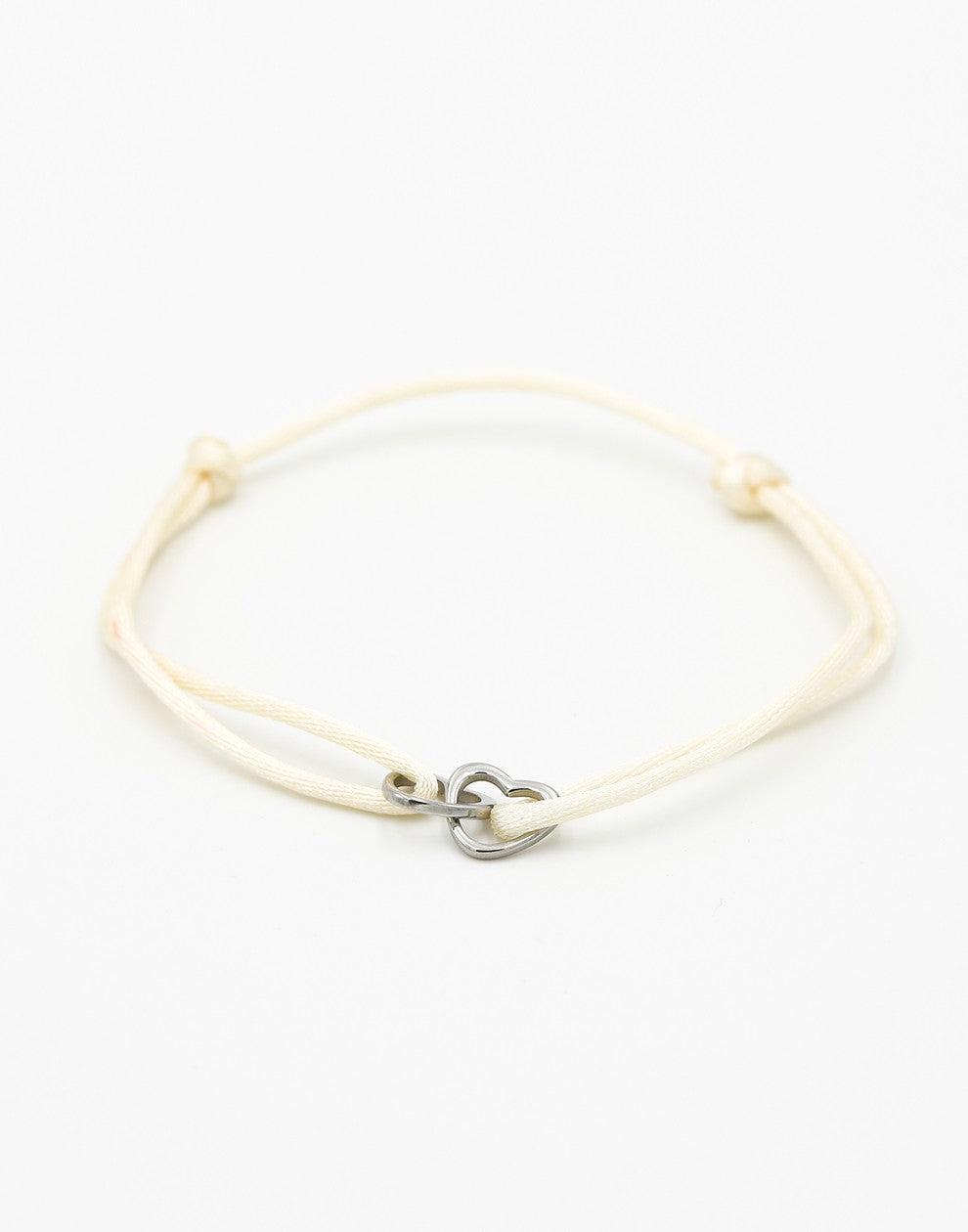 armband dubbele hartjes beige zilverkleurig