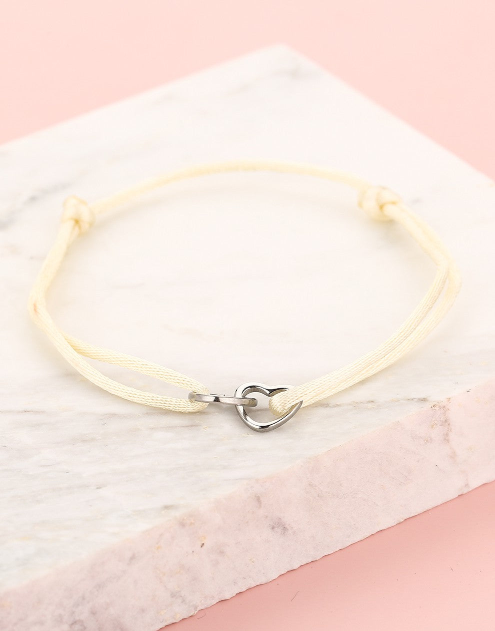 bracelet double hearts beige silver-colored
