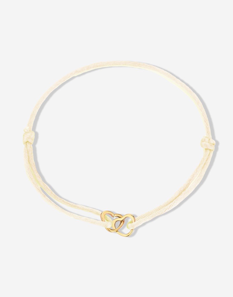 armband dubbele hartjes beige goudkleurig