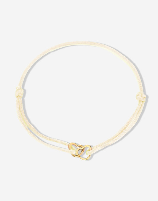 armband dubbele hartjes beige goudkleurig
