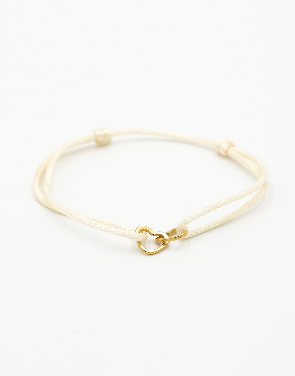 armband dubbele hartjes beige goudkleurig