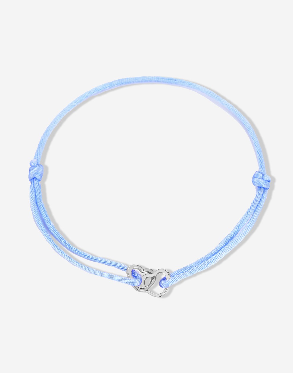 armband dubbele hartjes blauw zilverkleurig