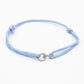 armband dubbele hartjes blauw zilverkleurig