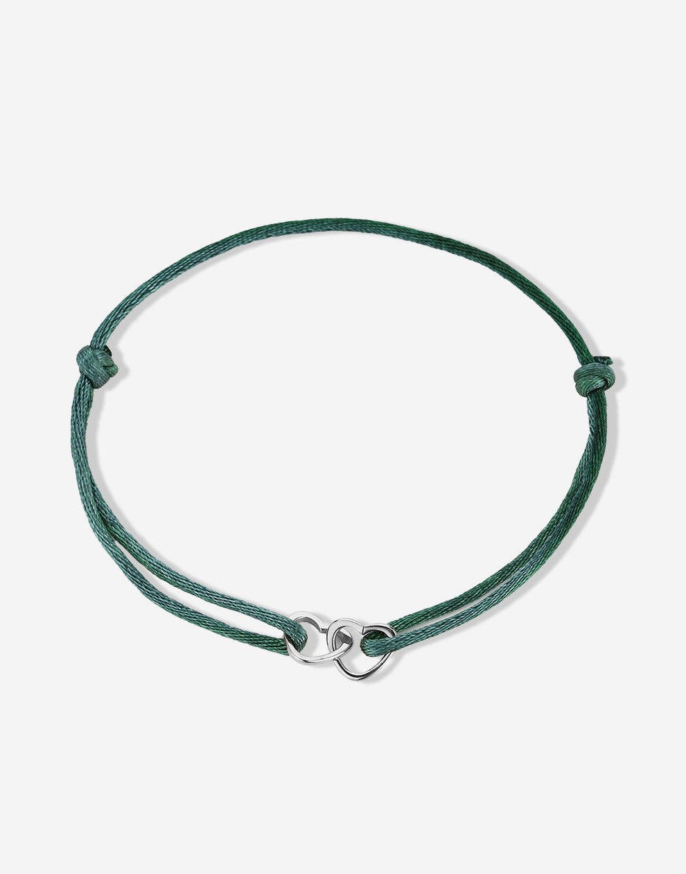 armband dubbele hartjes groen zilverkleurig