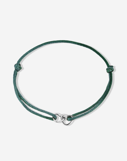 armband dubbele hartjes groen zilverkleurig