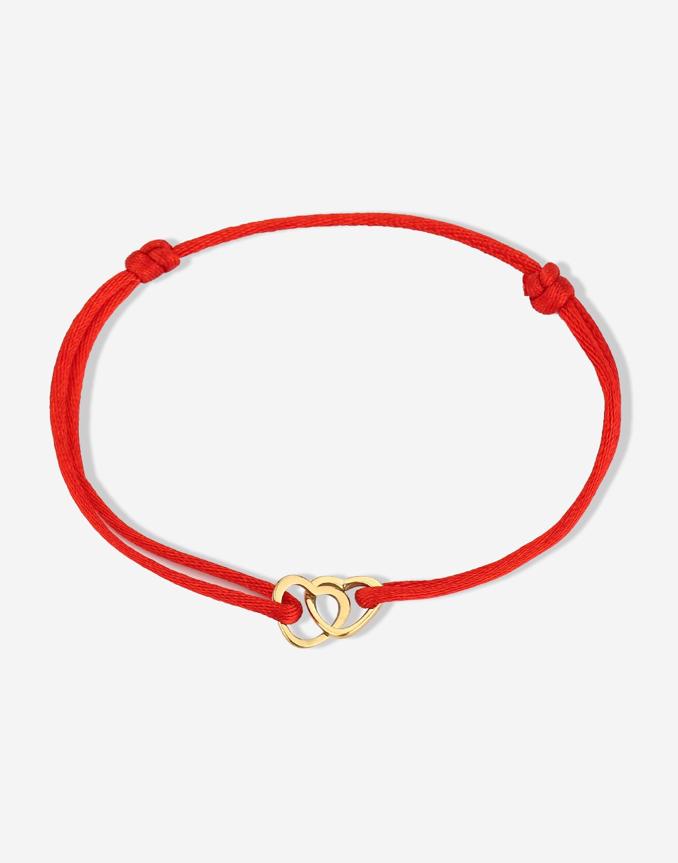 armband dubbele hartjes rood goudkleurig