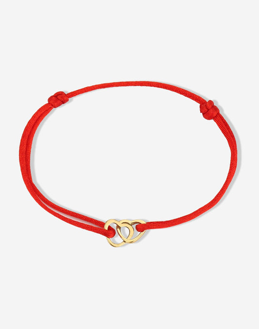 armband dubbele hartjes rood goudkleurig