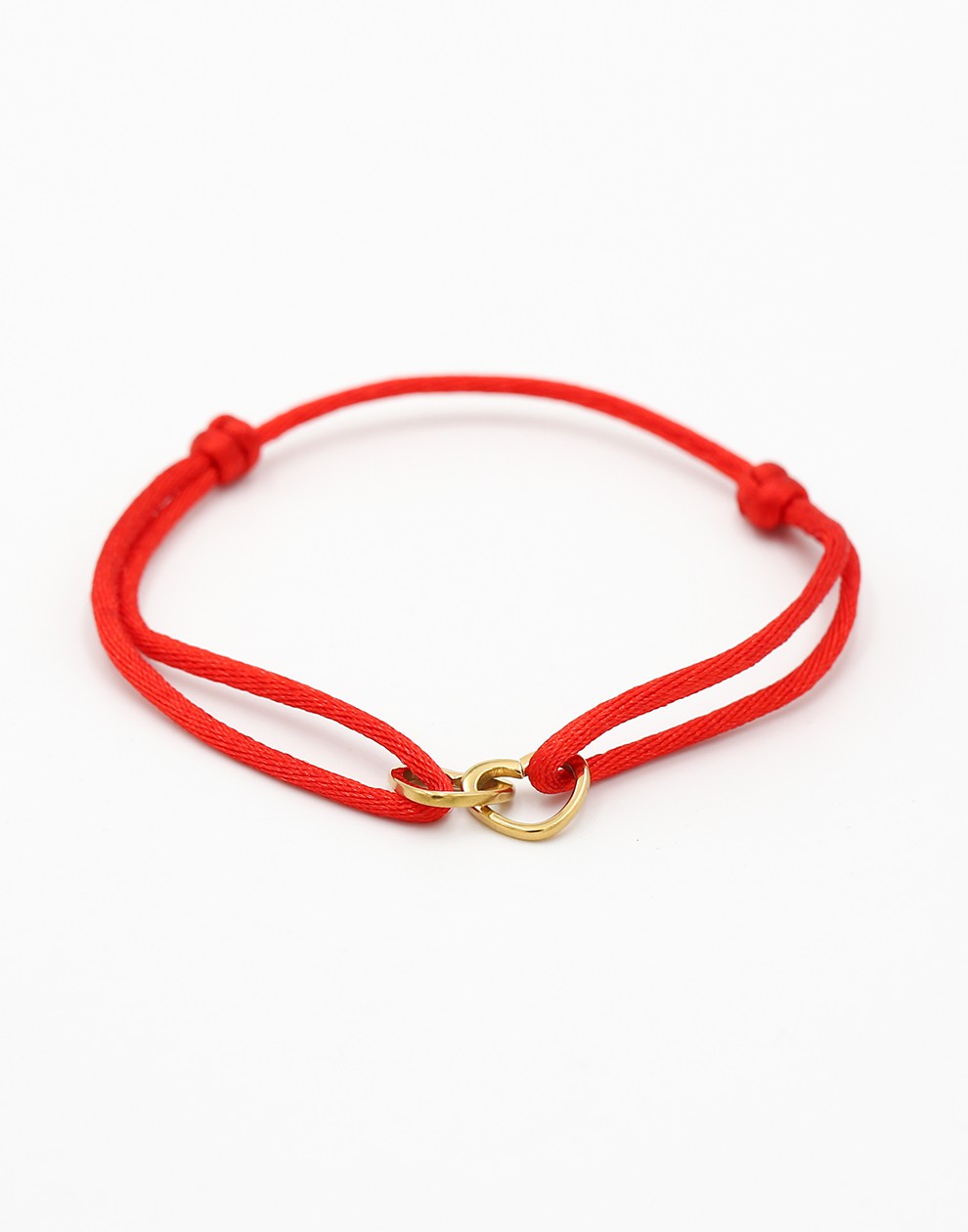 armband dubbele hartjes rood goudkleurig
