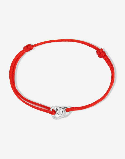 armband dubbele hartjes rood zilverkleurig