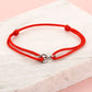 armband dubbele hartjes rood zilverkleurig