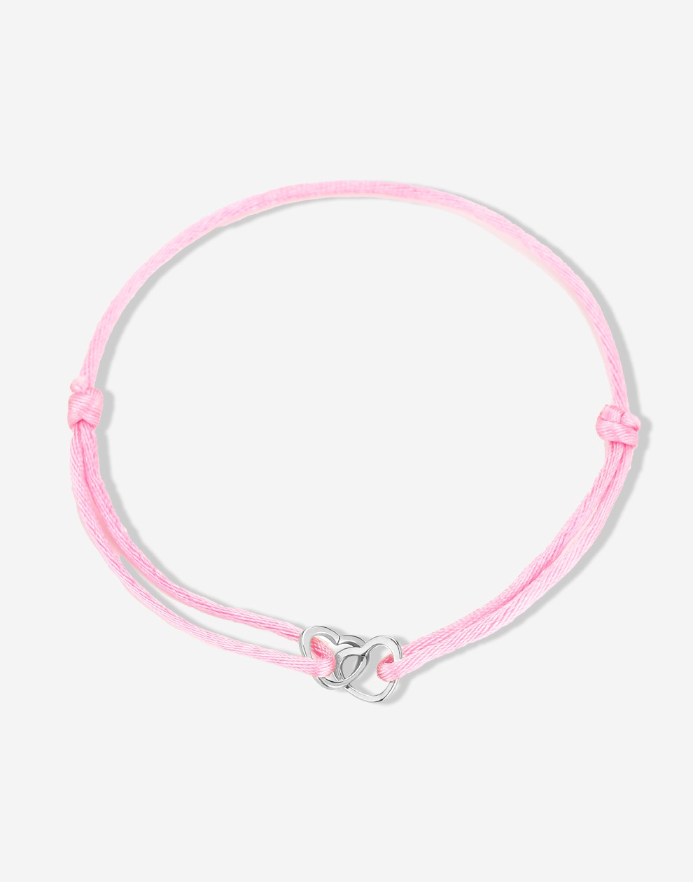 armband dubbele hartjes roze zilverkleurig