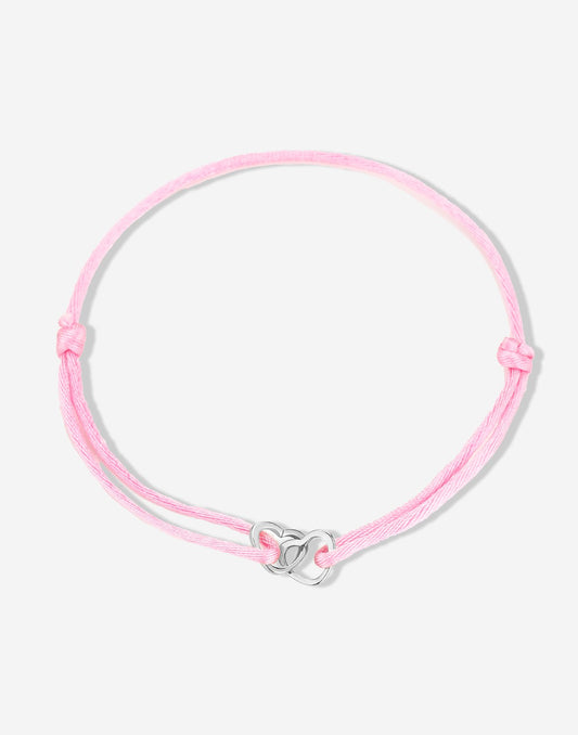 armband dubbele hartjes roze zilverkleurig