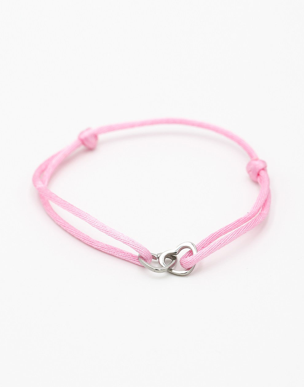 armband dubbele hartjes roze zilverkleurig