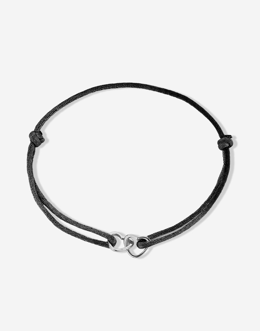 armband dubbele hartjes zwart zilverkleurig