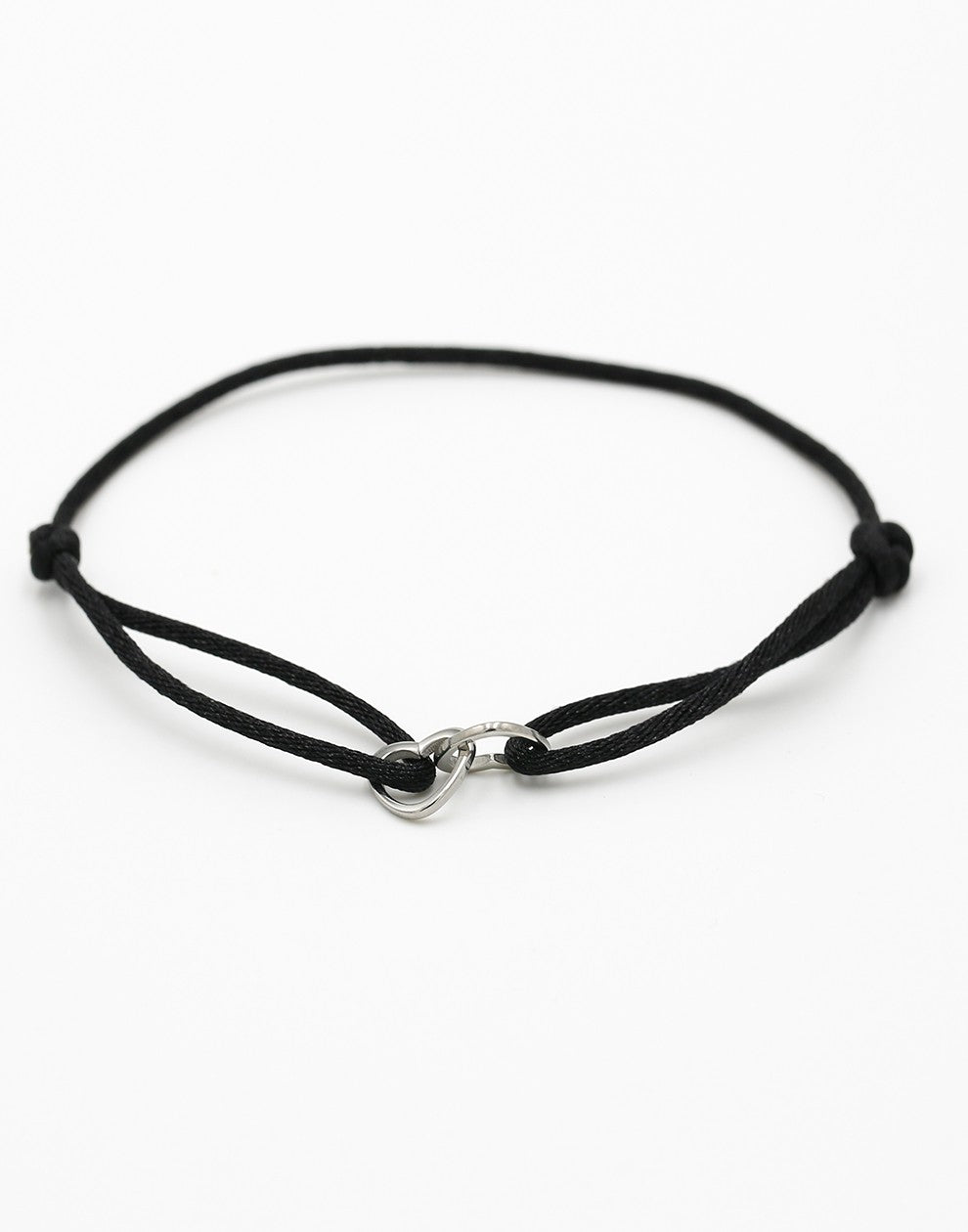 armband dubbele hartjes zwart zilverkleurig