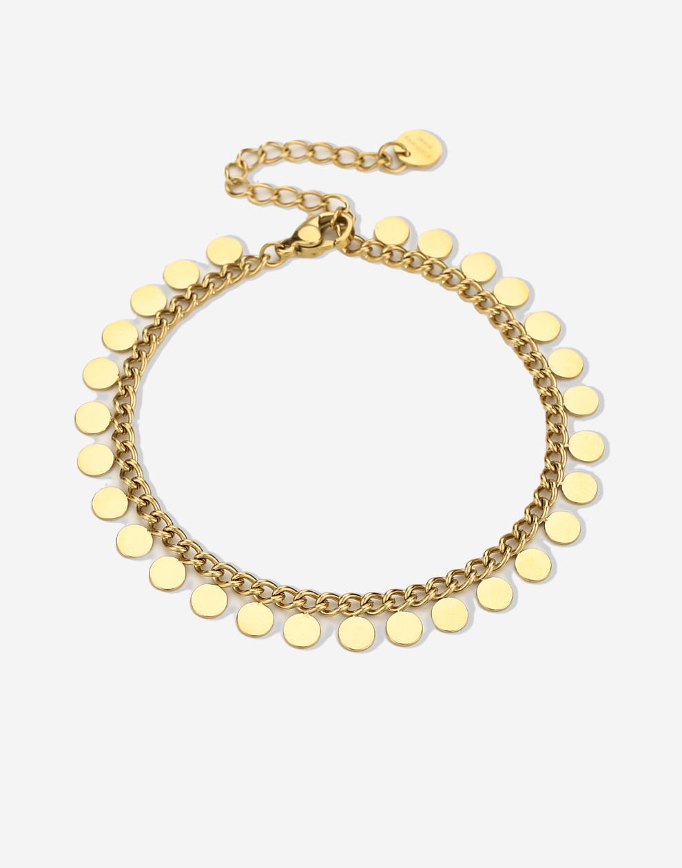 schakelarmband met muntjes goudkleurig