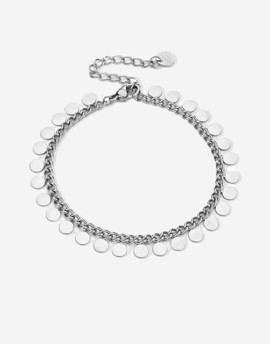 schakelarmband met muntjes zilverkleurig