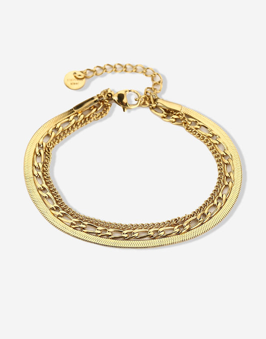 Armband drie laagse schakels goudkleurig