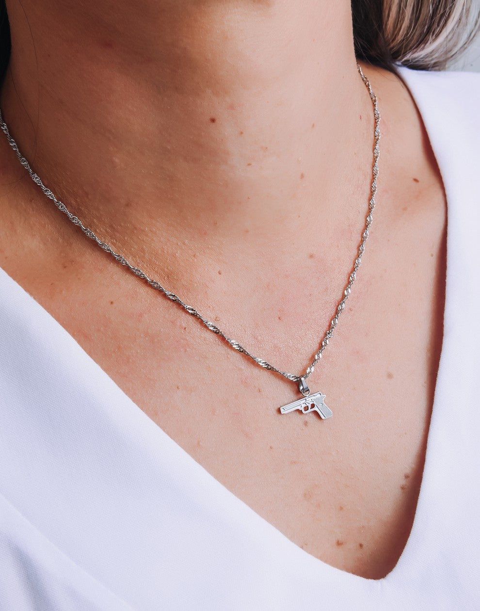 Ketting pistool zilverkleurig