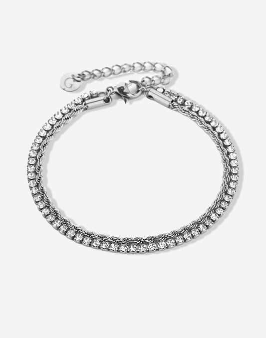 armband tennis gedraaide schakel zilverkleurig