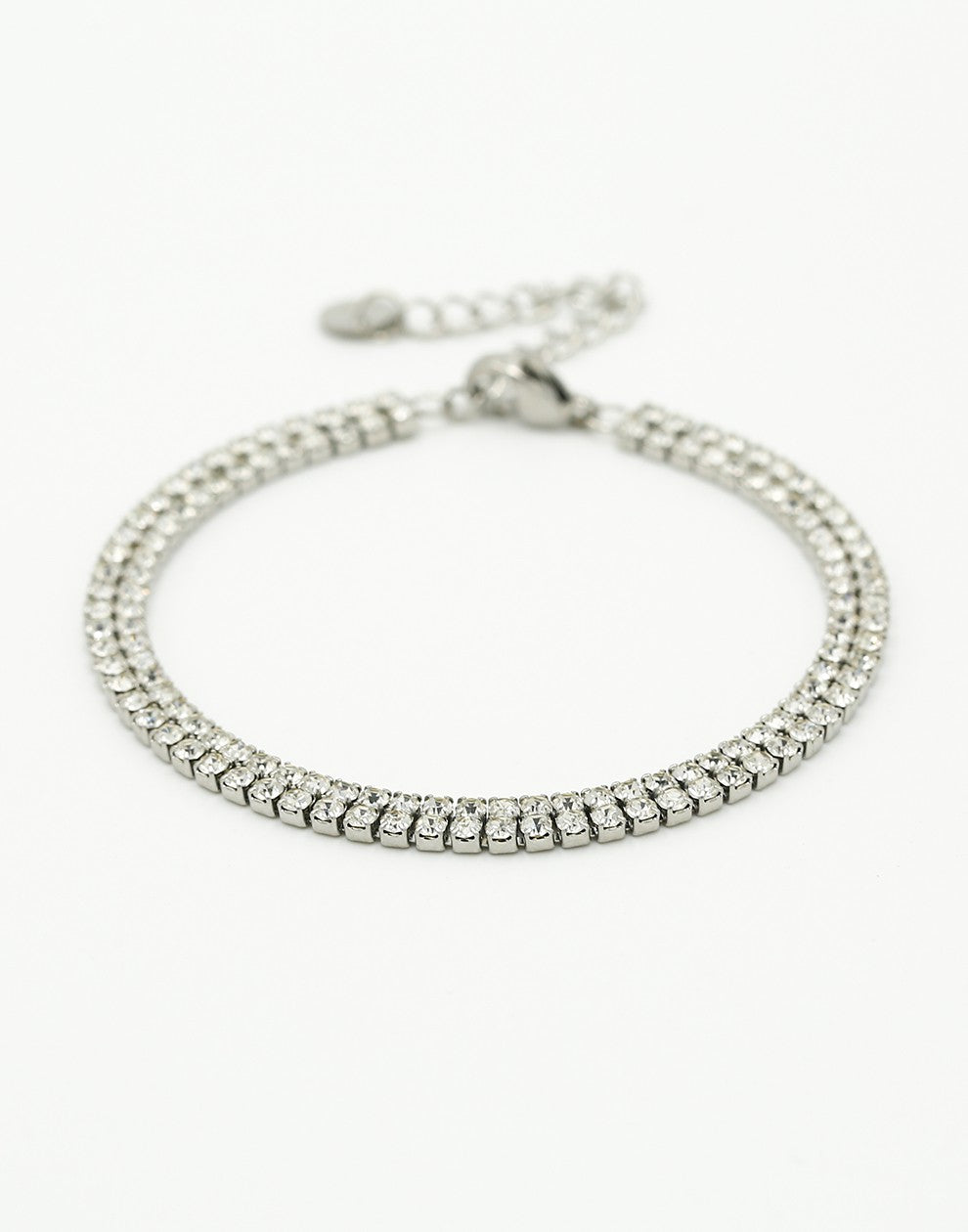 Tennis armband dubbel zilverkleurig