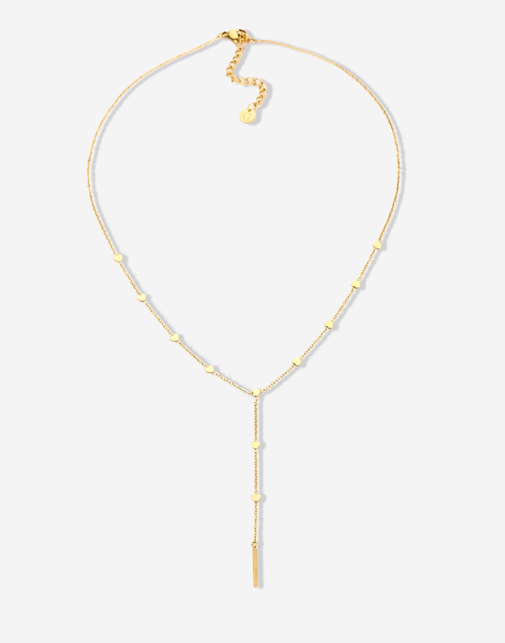 Y ketting hartjes goudkleurig